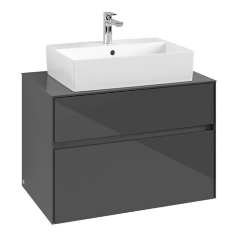 V&B Waschtischunterschrank Collaro 80x54,8x50cm, WT mittig, glossy grey