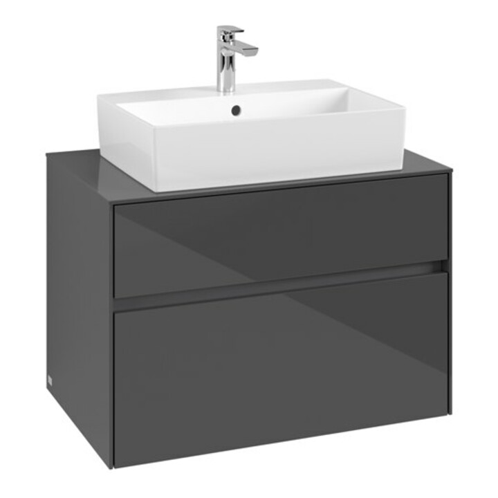 V&B Waschtischunterschrank Collaro 80x54,8x50cm, WT mittig, glossy grey