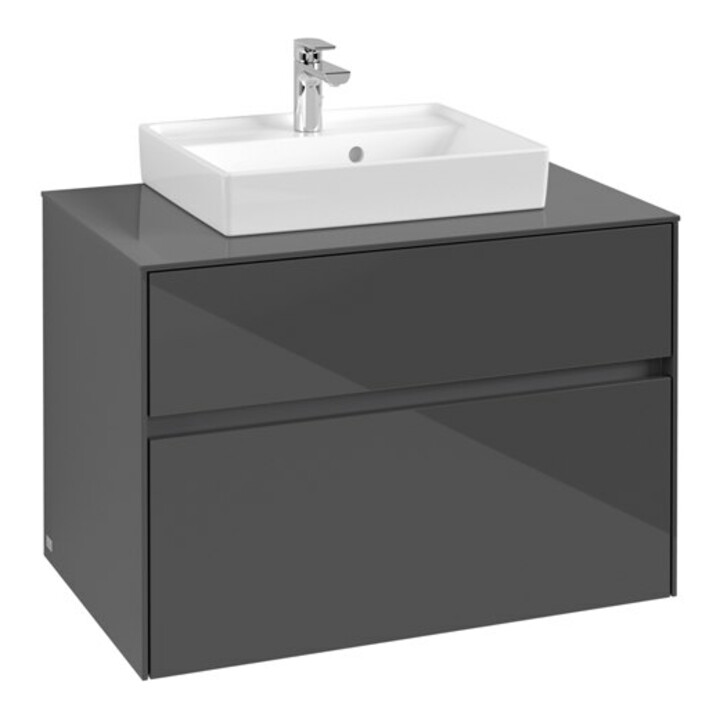 V&B Waschtischunterschrank Collaro 80x54,8x50cm, WT mittig, glossy grey