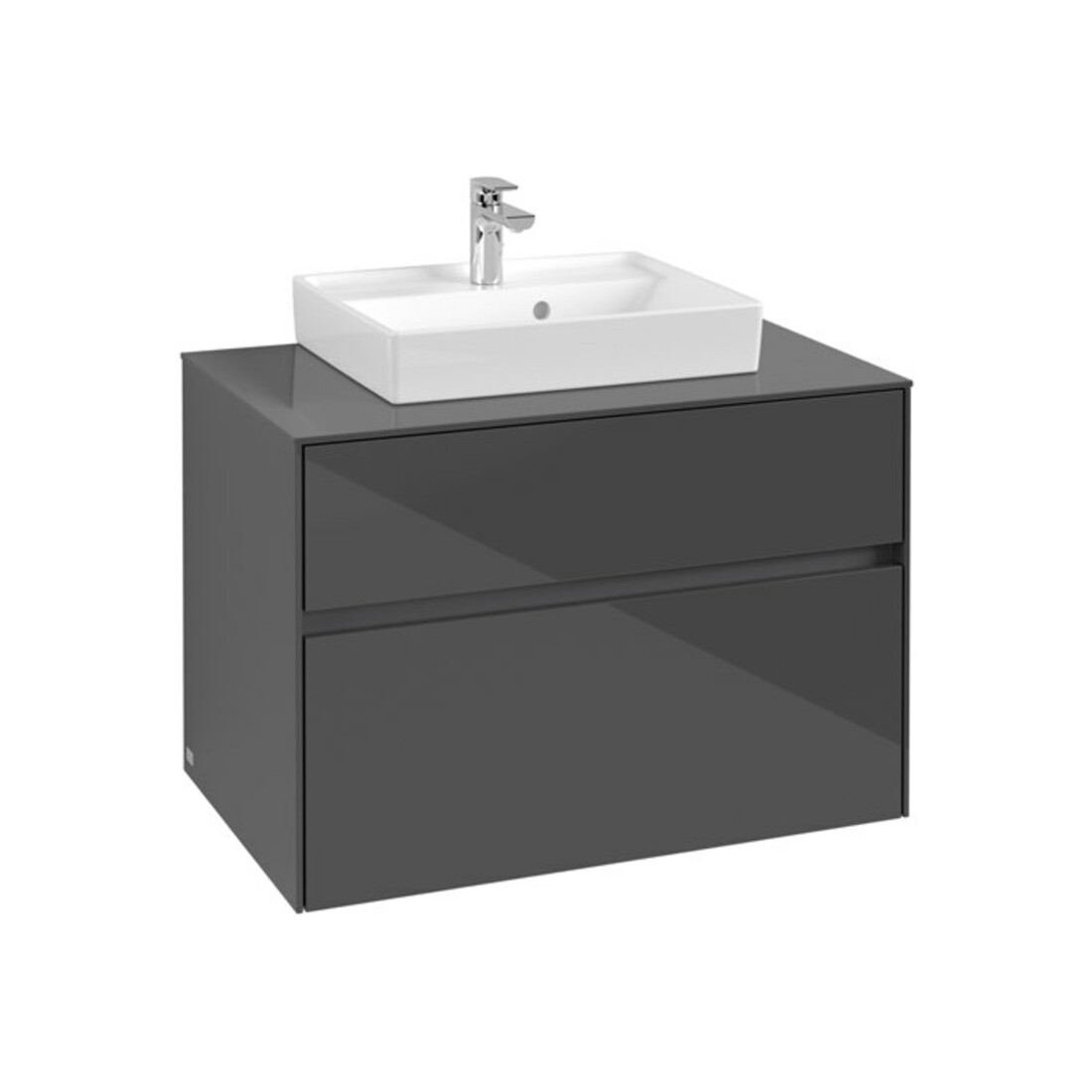 V&B Waschtischunterschrank Collaro 80x54,8x50cm, WT mittig, glossy grey