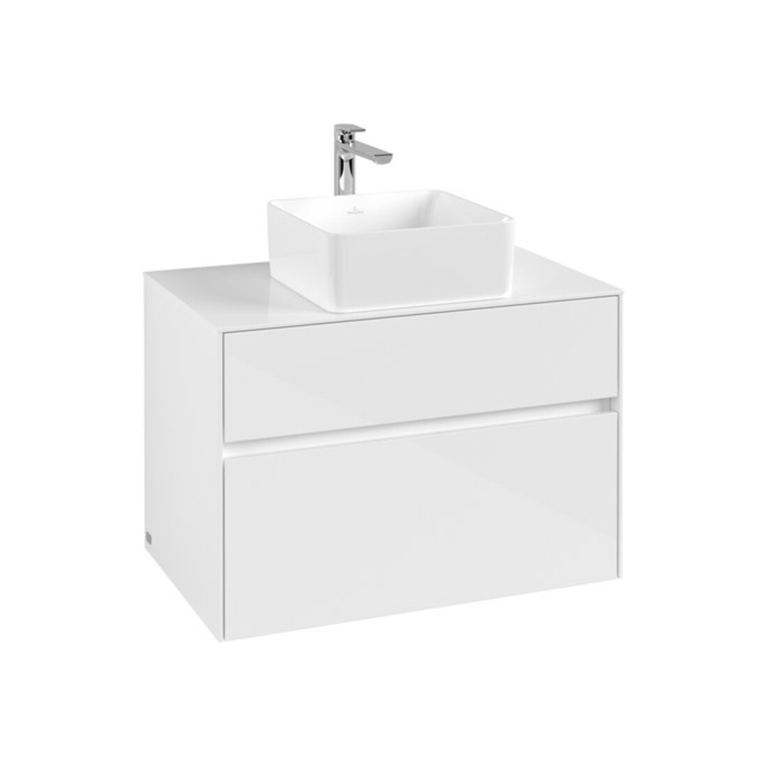 V&B Waschtischunterschrank Collaro 80x54,8x50cm, WT mittig, Glossy White