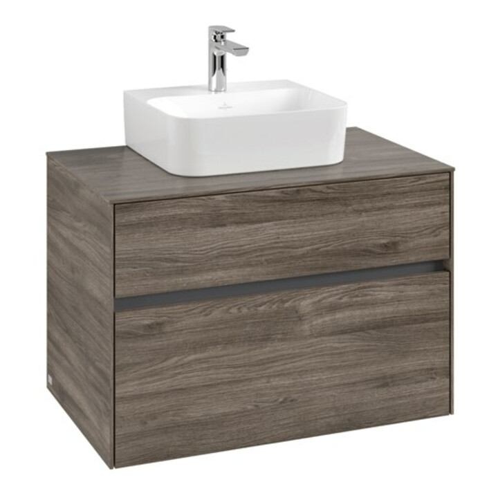 V&B Waschtischunterschrank Collaro 80x54,8x50cm, WT mittig, stone oak