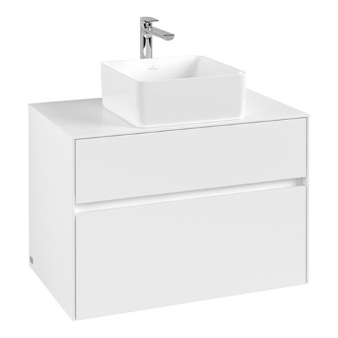 V&B Waschtischunterschrank Collaro 80x54,8x50cm, WT mittig, White Matt
