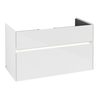 V&B Waschtischunterschrank Collaro 95,4x54,6x44,4cm, WT mi, LED 7W, glo wh.