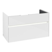 V&B Waschtischunterschrank Collaro 95,4x54,6x44,4cm, WT mi, LED 7W, glo wh.