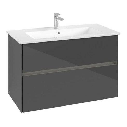V&B Waschtischunterschrank Collaro 96,1x61x48cm, WT mi, LED 7W, glo Gr