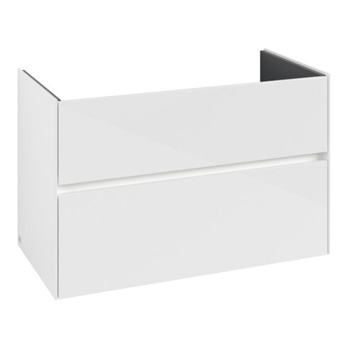 V&B Waschtischunterschrank Collaro 96,1x61x48cm, WT mi, LED 7W, glo wh.