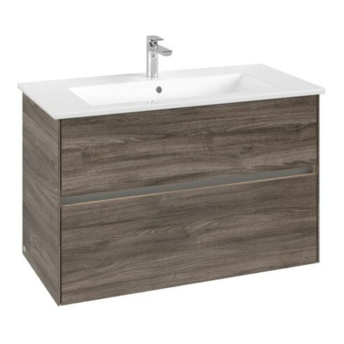 V&B Waschtischunterschrank Collaro 96,1x61x48cm, WT mi, LED 7W, st. Oa