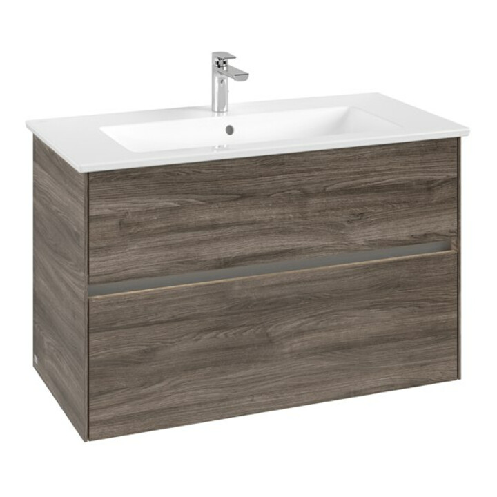 V&B Waschtischunterschrank Collaro 96,1x61x48cm, WT mi, LED 7W, st. Oa