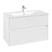 V&B Waschtischunterschrank Collaro 96,1x61x48cm, WT mi, LED 7W, wh. ma