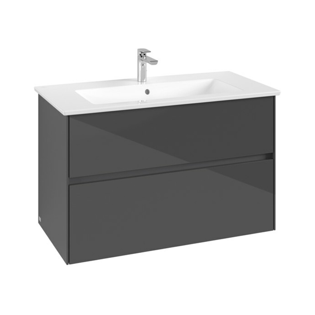 V&B Waschtischunterschrank Collaro 96,1x61x48cm, WT mittig, glossy grey