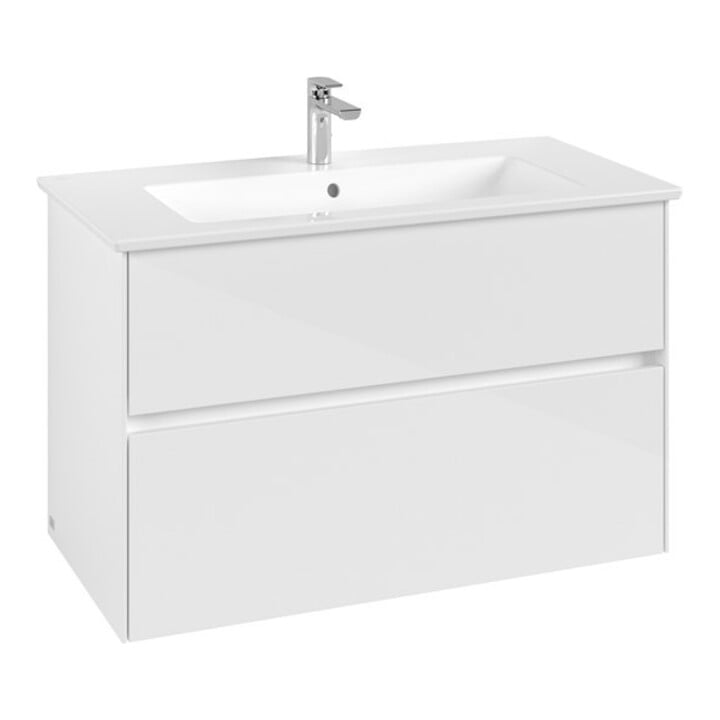 V&B Waschtischunterschrank Collaro 96,1x61x48cm, WT mittig, glossy white