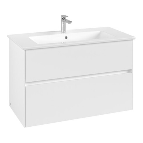 V&B Waschtischunterschrank Collaro 96,1x61x48cm, WT mittig, white matt