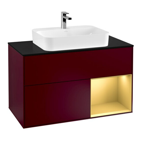 V&B Waschtischunterschrank Finion 100, Abd.-Pl. bla m, Reg re gol m, Peo m