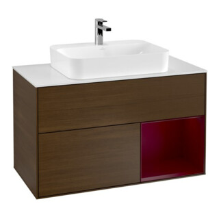 V&B Waschtischunterschrank Finion 100, Abd.-Pl. wh. m, Reg re Peo, wal ven