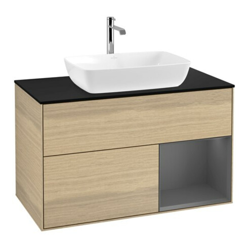 V&B Waschtischunterschrank Finion 100, Pl b m, Reg Anthrac. m Lac, Oa ven