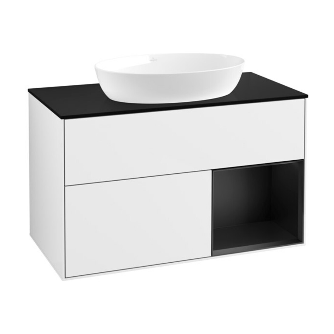 V&B Waschtischunterschrank Finion 100, Pl b m, Reg bla m Lac, glo wh. Lac
