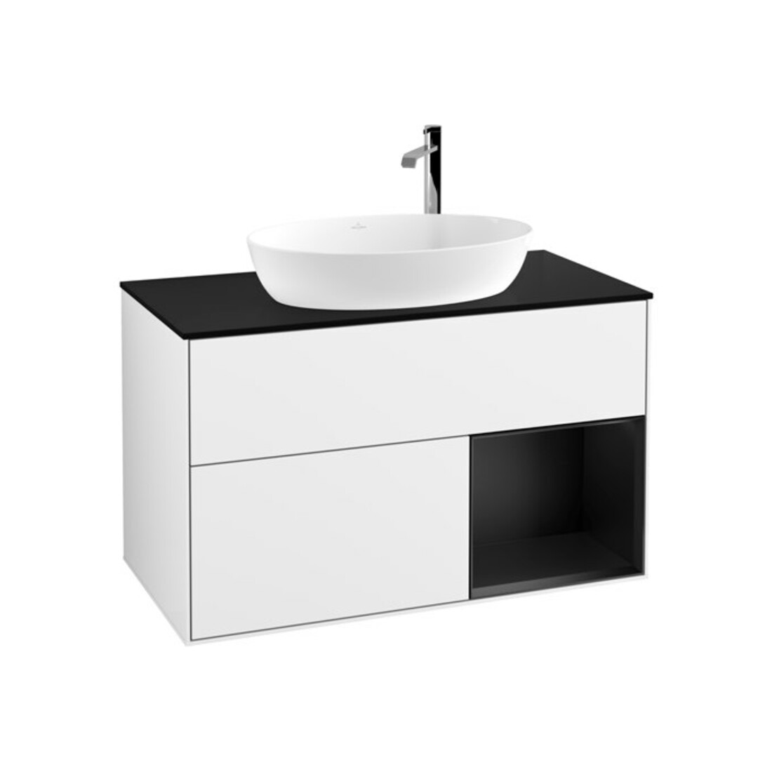 V&B Waschtischunterschrank Finion 100, Pl b m, Reg bla m Lac, glo wh. Lac