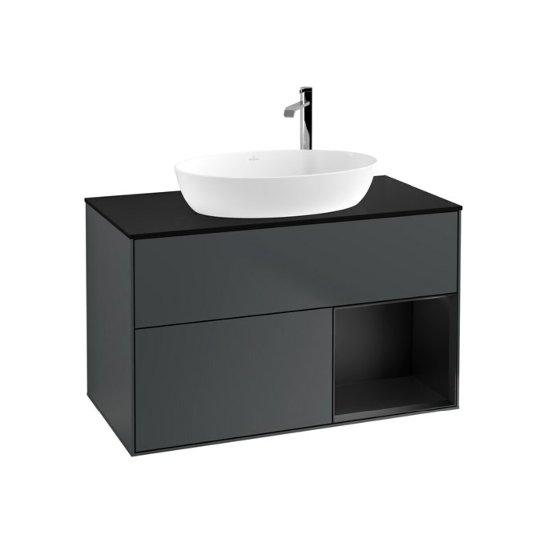 V&B Waschtischunterschrank Finion 100, Pl b m, Reg bla m Lac, md bl. m Lac