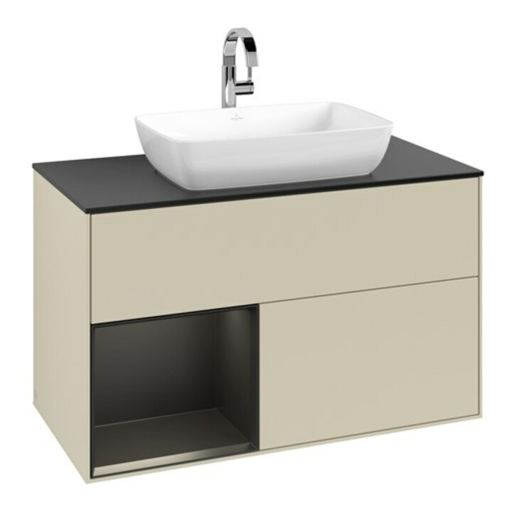 V&B Waschtischunterschrank Finion 100, Pl b m, Reg bla m Lac, si Gr m Lac