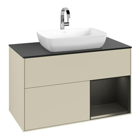 V&B Waschtischunterschrank Finion 100, Pl b m, Reg bla m Lac, si Gr m Lac