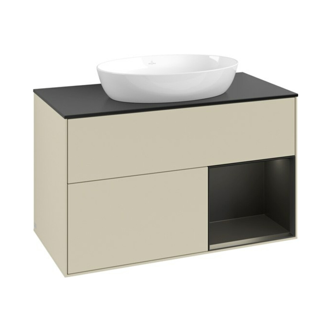 V&B Waschtischunterschrank Finion 100, Pl b m, Reg bla m Lac, si Gr m Lac