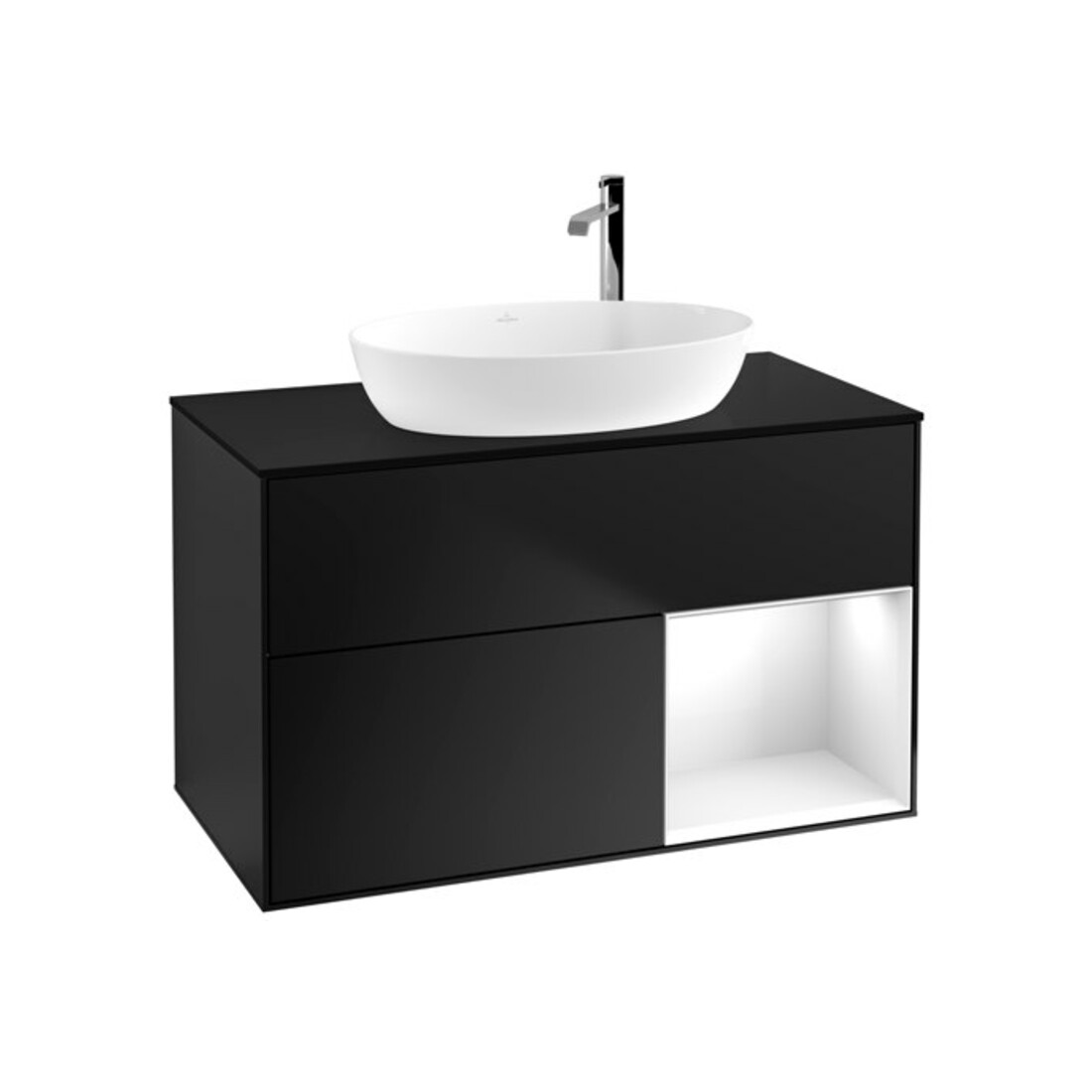 V&B Waschtischunterschrank Finion 100, Pl b m, Reg glo wh. Lac, bla m Lac