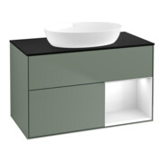 V&B Waschtischunterschrank Finion 100, Pl b m, Reg glo wh. Lac, Oli. m Lac