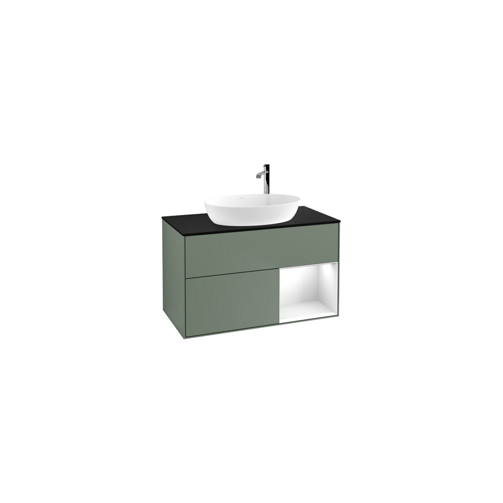 V&B Waschtischunterschrank Finion 100, Pl b m, Reg glo wh. Lac, Oli. m Lac ; Villeroy & Boch