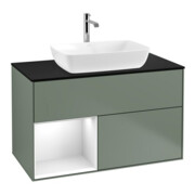 V&B Waschtischunterschrank Finion 100, Pl b m, Reg glo wh. Lac, Oli. m Lac