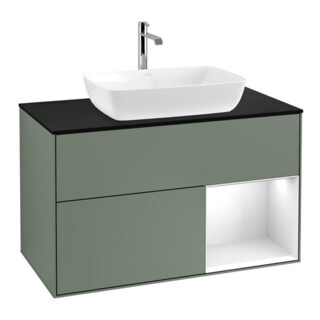 V&B Waschtischunterschrank Finion 100, Pl b m, Reg glo wh. Lac, Oli. m Lac