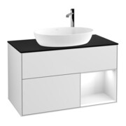 V&B Waschtischunterschrank Finion 100, Pl b m, Reg glo wh. Lac, wh. m Lac