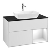 V&B Waschtischunterschrank Finion 100, Pl b m, Reg glo wh. Lac, wh. m Lac