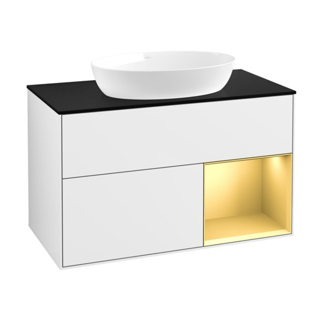 V&B Waschtischunterschrank Finion 100, Pl b m, Reg gol m Lac, glo wh. Lac