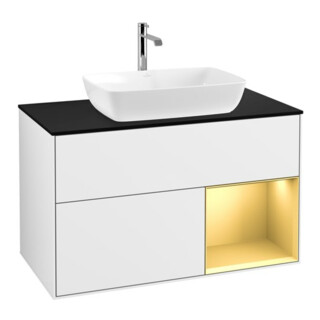 V&B Waschtischunterschrank Finion 100, Pl b m, Reg gol m Lac, glo wh. Lac