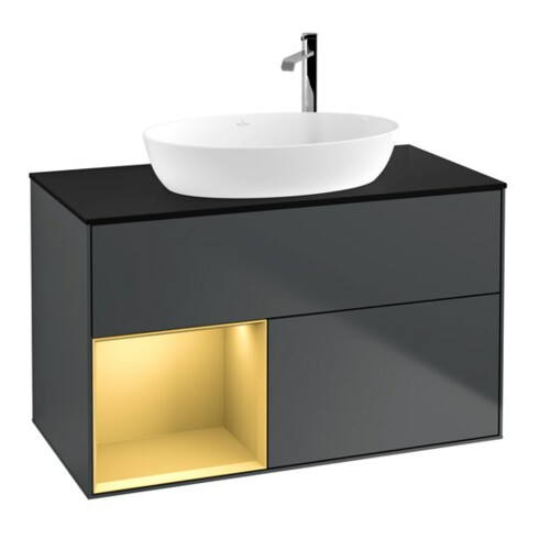 V&B Waschtischunterschrank Finion 100, Pl b m, Reg gol m Lac, md bl. m Lac