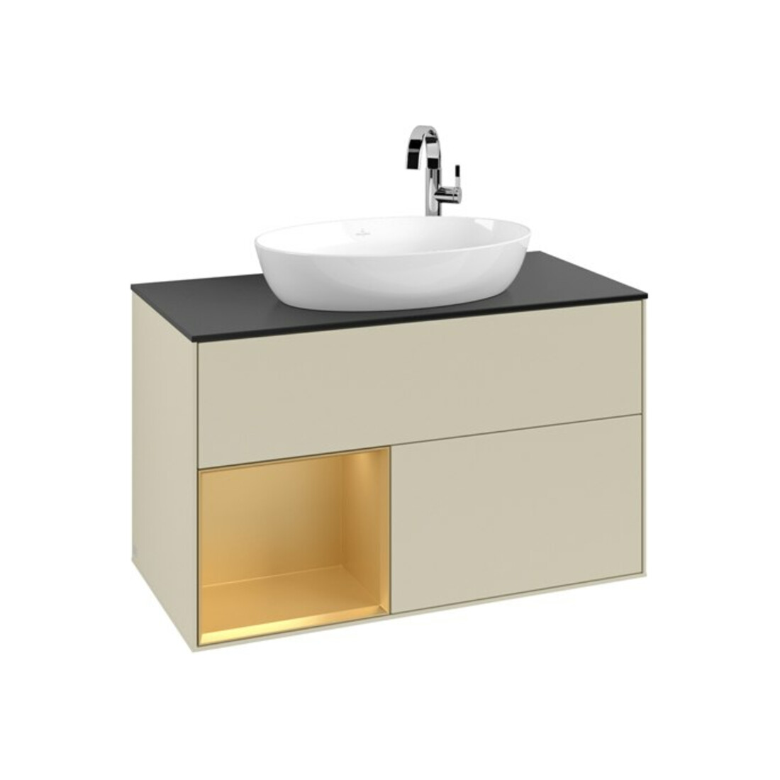 V&B Waschtischunterschrank Finion 100, Pl b m, Reg gol m Lac, si Gr m Lac
