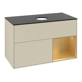 V&B Waschtischunterschrank Finion 100, Pl b m, Reg gol m Lac, si Gr m Lac