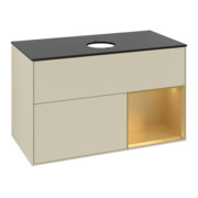 V&B Waschtischunterschrank Finion 100, Pl b m, Reg gol m Lac, si Gr m Lac