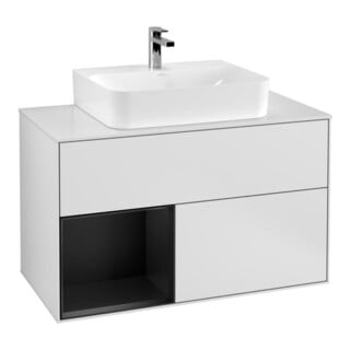 V&B Waschtischunterschrank Finion 100, Pl b m, Reg li bla m Lac, wh. m Lac