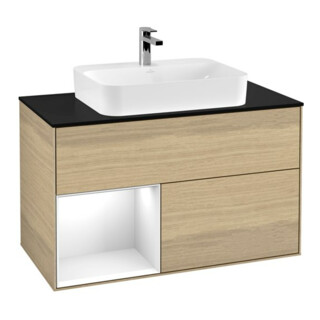 V&B Waschtischunterschrank Finion 100, Pl b m, Reg li glo wh. Lac, Oa ven