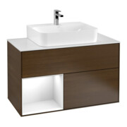 V&B Waschtischunterschrank Finion 100, Pl b m, Reg li glo wh. Lac, wal ven