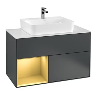 V&B Waschtischunterschrank Finion 100, Pl b m, Reg li gol m, md bl. m Lac