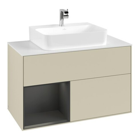 V&B Waschtischunterschrank Finion 100, Pl b m, Reg li Oa ven, si Gr m Lac