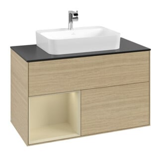 V&B Waschtischunterschrank Finion 100, Pl b m, Reg li si Gr m Lac, Oa ven