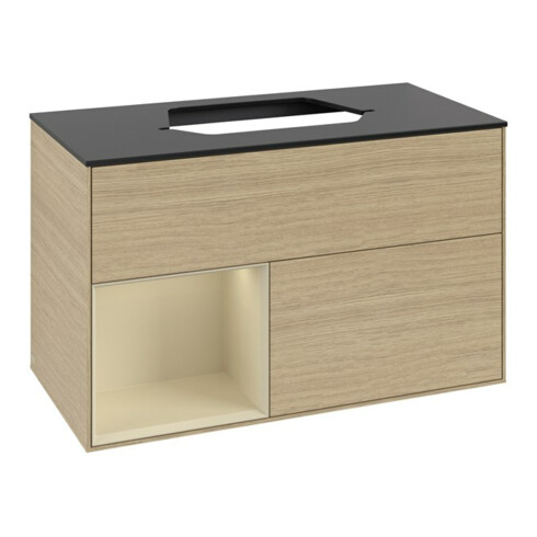 V&B Waschtischunterschrank Finion 100, Pl b m, Reg li si Gr m Lac, Oa ven
