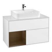 V&B Waschtischunterschrank Finion 100, Pl b m, Reg li wal ven, glo wh. Lac