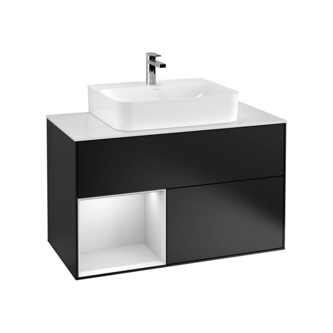V&B Waschtischunterschrank Finion 100, Pl b m, Reg li wh. m Lac, bla m Lac