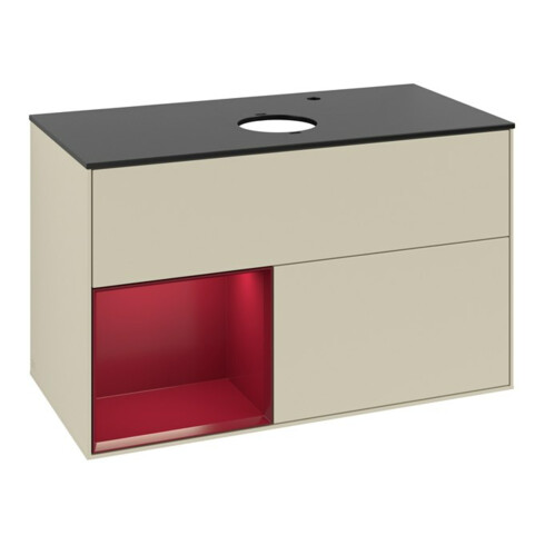 V&B Waschtischunterschrank Finion 100, Pl b m, Reg Peo m Lac, si Gr m Lac
