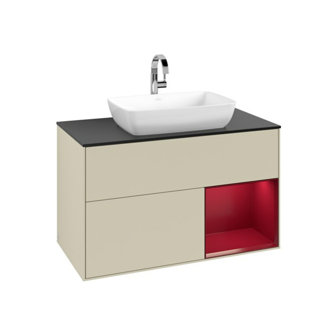 V&B Waschtischunterschrank Finion 100, Pl b m, Reg Peo m Lac, si Gr m Lac